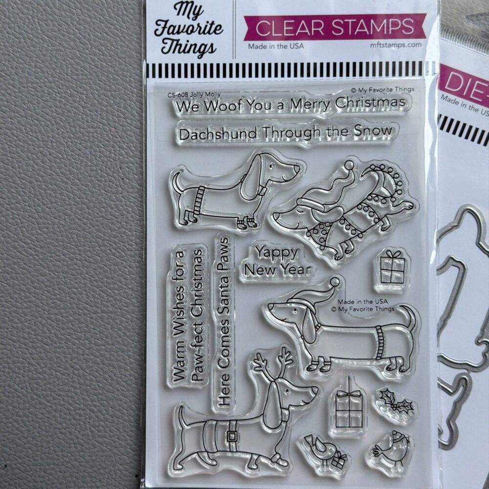 My favorite Things Magical Jolly Molly Dog Stamp and Die Set Christmas dachshund